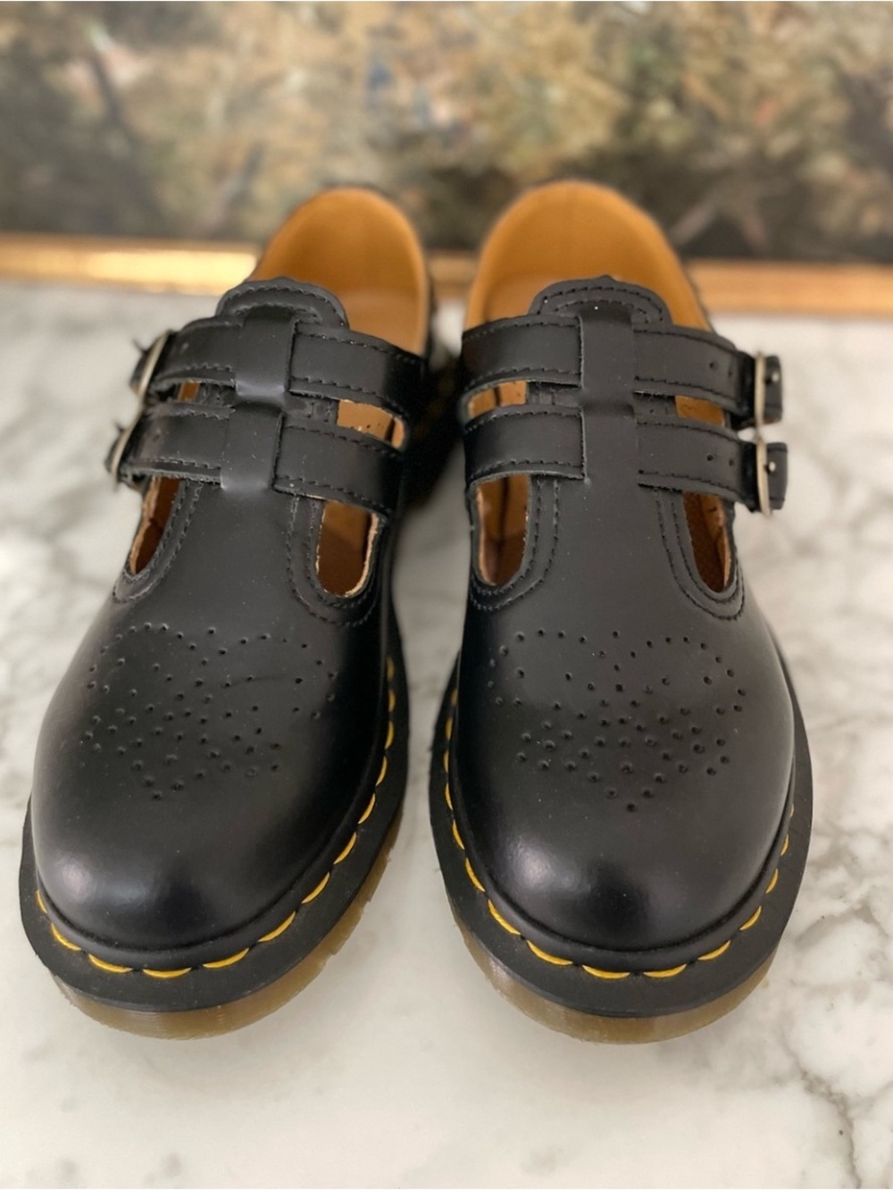 Dr. Martens Mary‎ Jane Black Leather Chunky Y2K Brogue  Size 7 - Picture 2 of 7